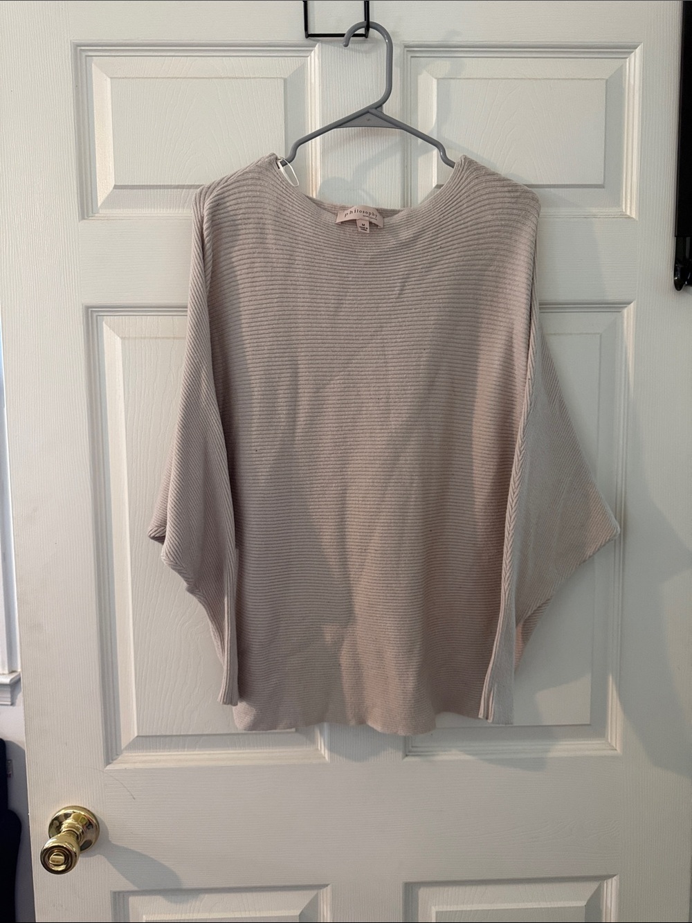 Philosophy Light Taupe Ribbed Dolman Sleeve Top